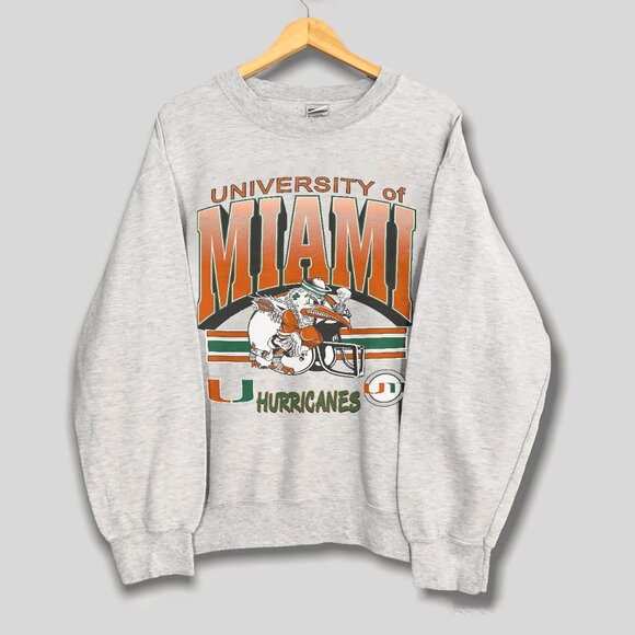 Vintage Miami Hurricanes Shirt, 90s University Of Miami Hurricanes Sweatshirt - Picture 1 of 2